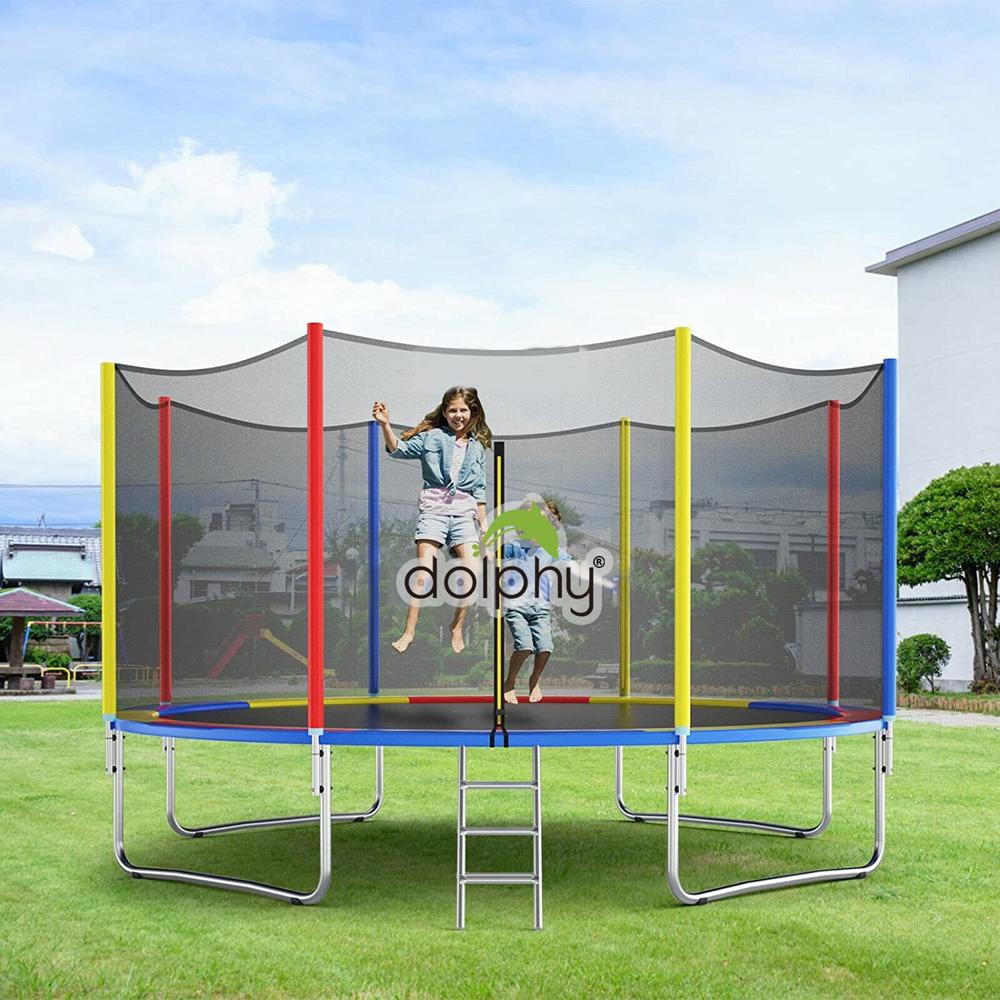 12 Feet Jumping Trampoline With Enclosure multi color