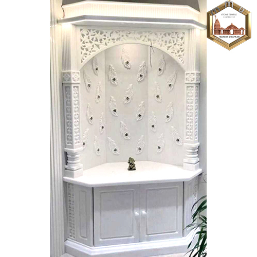 Carved White Marble Temple - Dimension (L*W*H): 2.5' X 5' X 3.5 Foot (Ft)