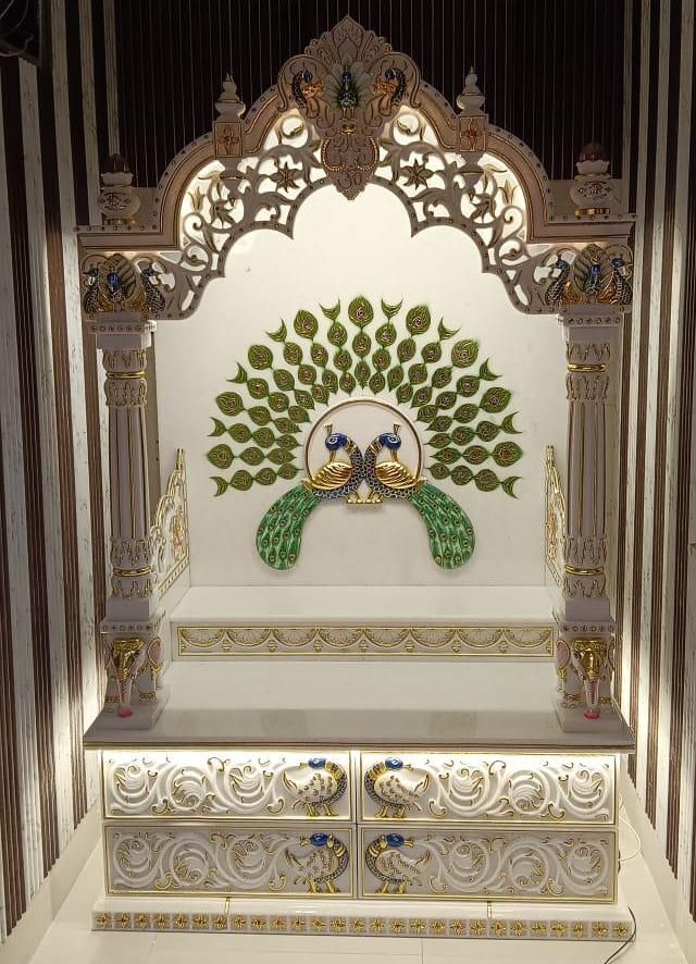 Peacock Design Marble Temple