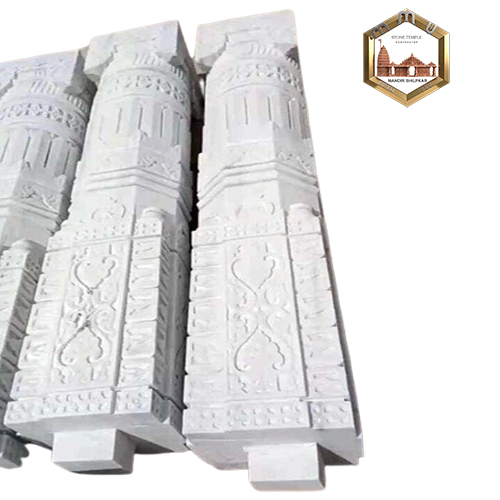 Carved Stone Temple Pillar - Height: Approximately 4 To 6 Feet (Custom Available)