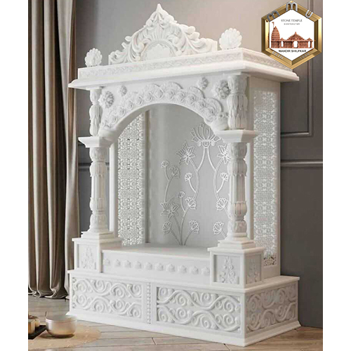 Hand Carved Stone Mandir - Color: White