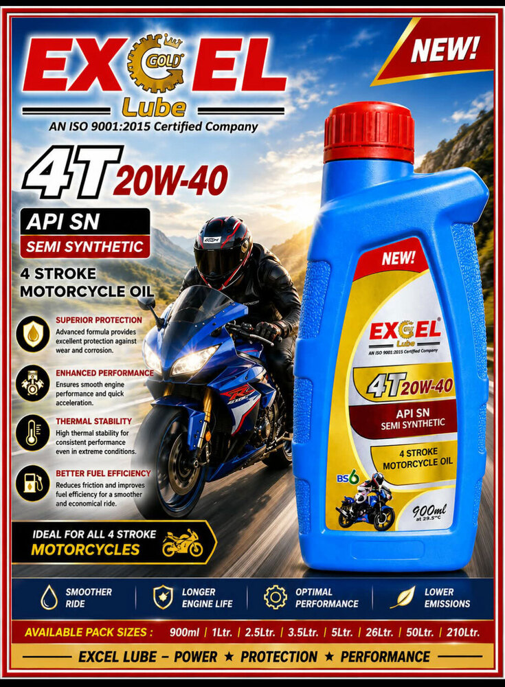 Excel 20W40 Oil 4 T Oil Bike Engine Oil 4 Stock Engine Oil