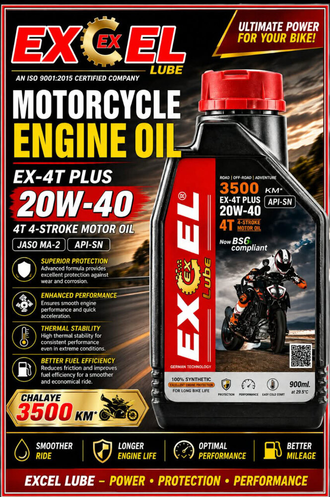 Excel 20W40 Oil Api SN Motorcycle Engine Oil Moto Bike Engine Oil