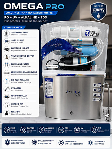 Omega Pro Luxury SS Tank Ro Water Purifier