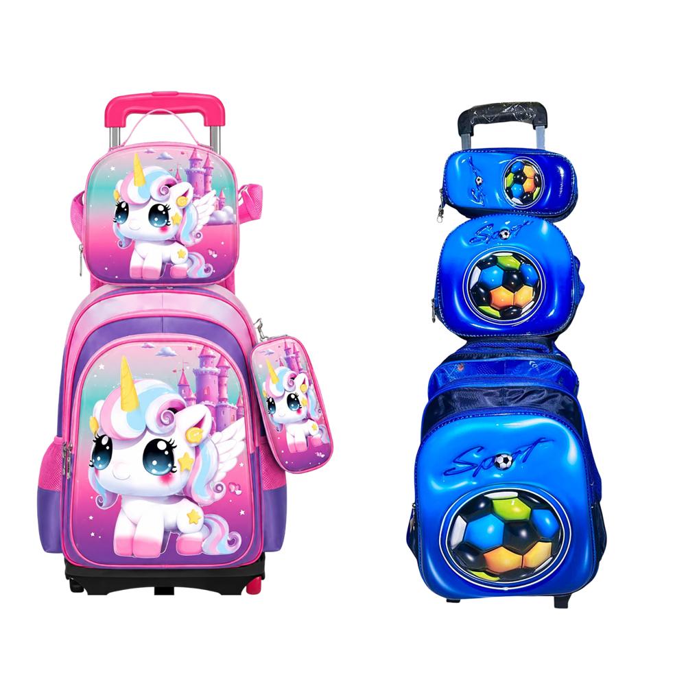 Kids Trolley School Bag with Lunch Bag & Pencil Case