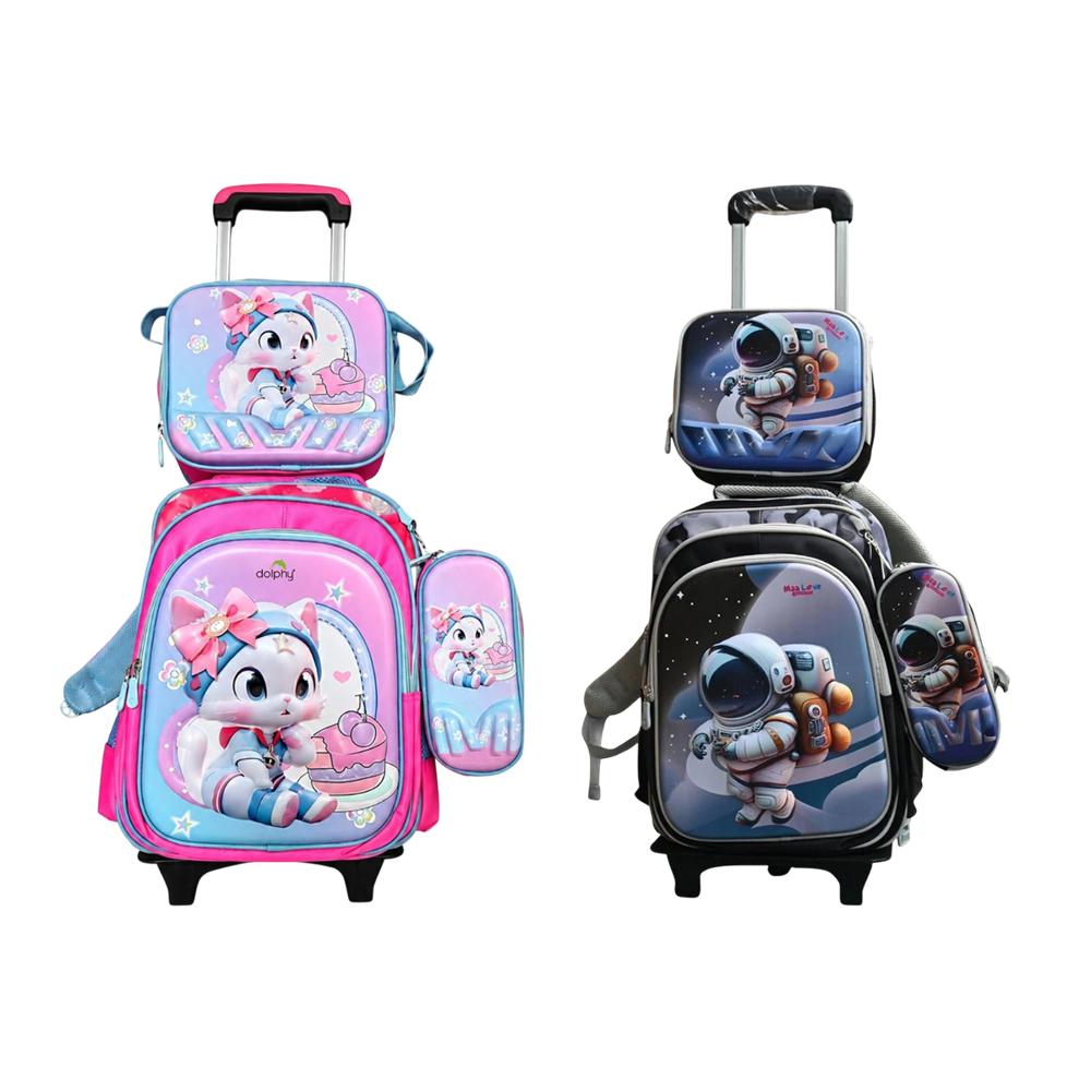 Kids Trolley School Bag with Lunch Bag & Pencil Case