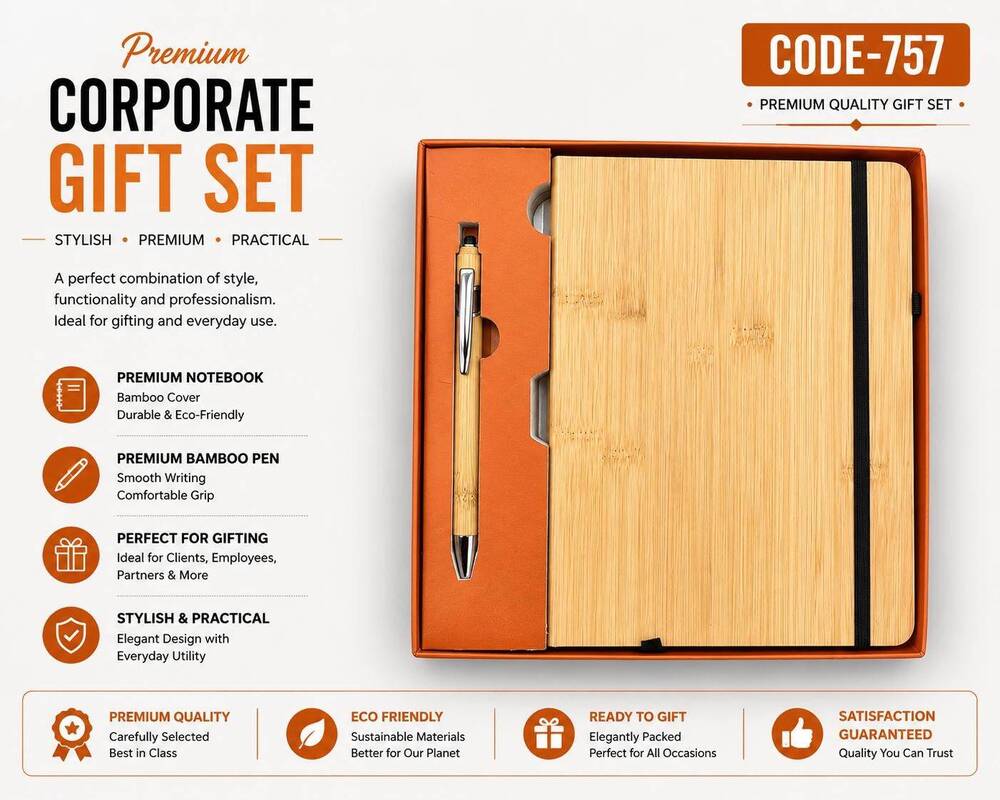 Bamboo Diary Pen Combo Corporate Gift Set