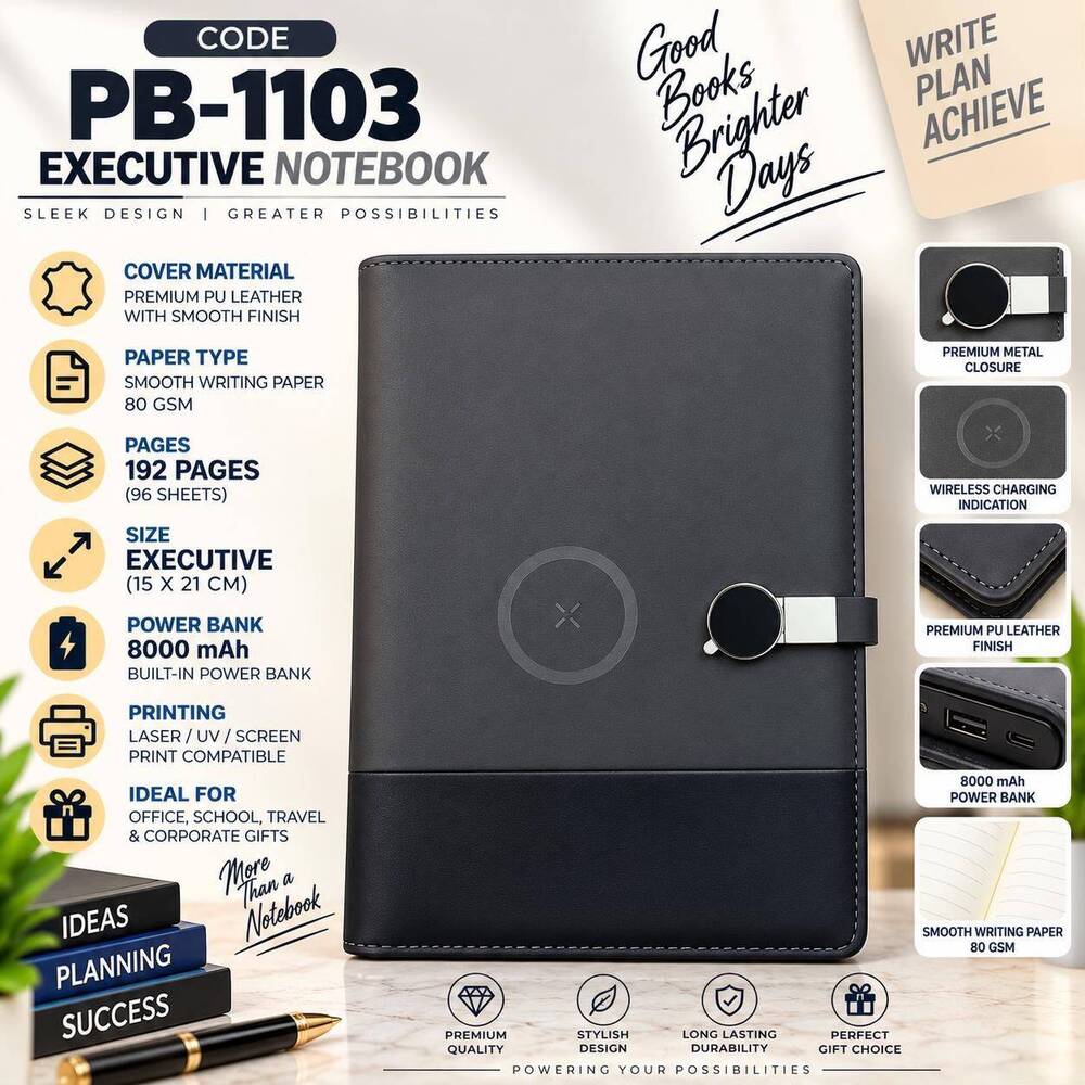 Powerbank And Pen Drive Diary Corporate Gift Set
