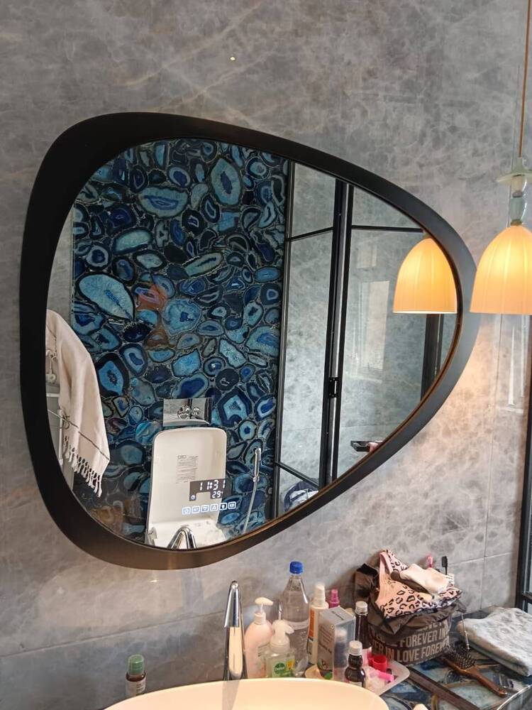 Metal Frame Mirror With Digital Clock