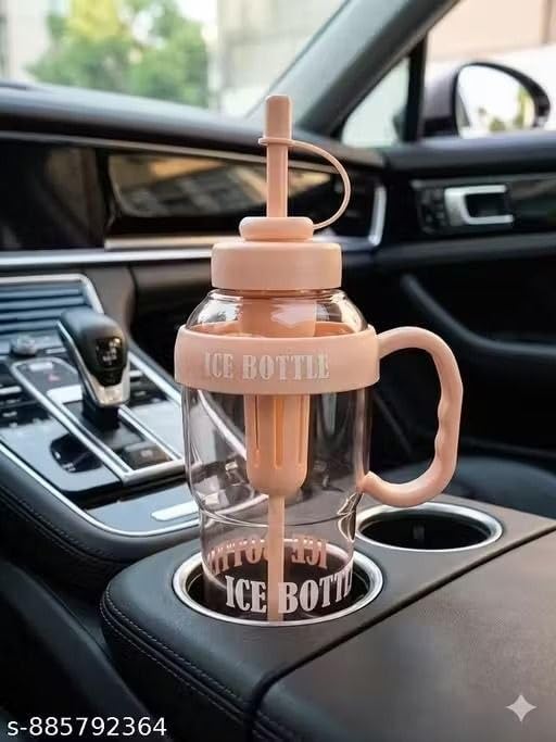 Ice Cream Theme Sipper Bottle 1200ml BPA-Free Leakproof Straw Water Bottle with Handle