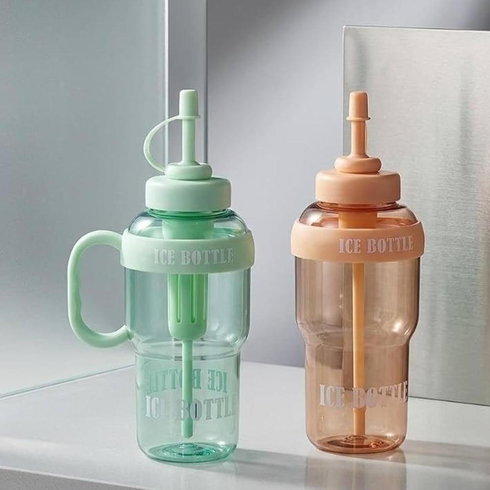 Ice Cream Theme Sipper Bottle 1200ml BPA-Free Leakproof Straw Water Bottle with Handle