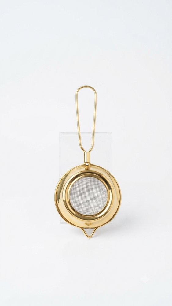 Tea Strainer With Wire Handle - Color: Gold
