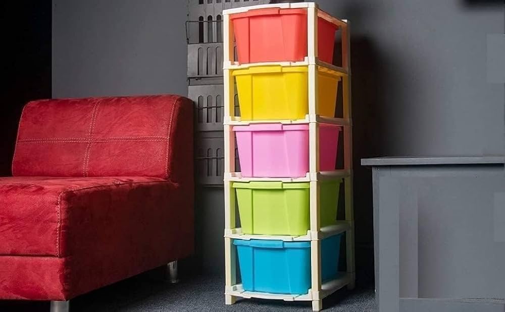 5 XL Plastic Type Modular Drawer Multi-Color Storage System Use Home