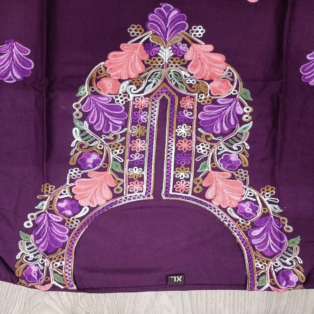Purple Floral Embroidered Kurta Set
