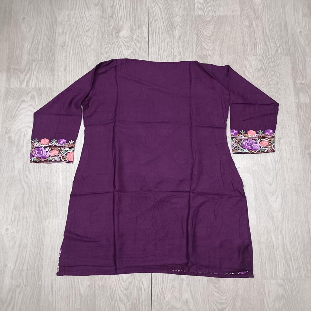 Purple Floral Embroidered Kurta Set