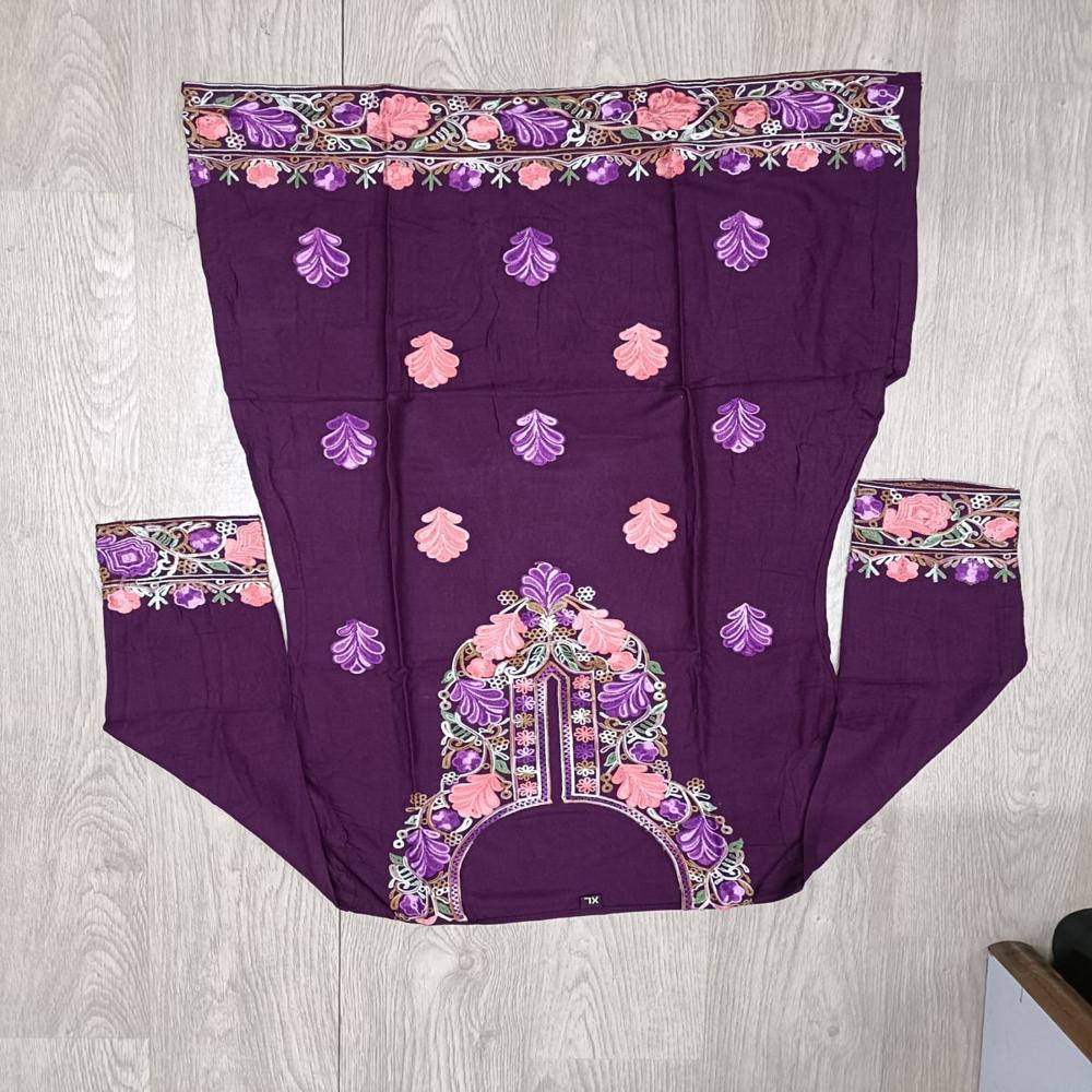 Purple Floral Embroidered Kurta Set