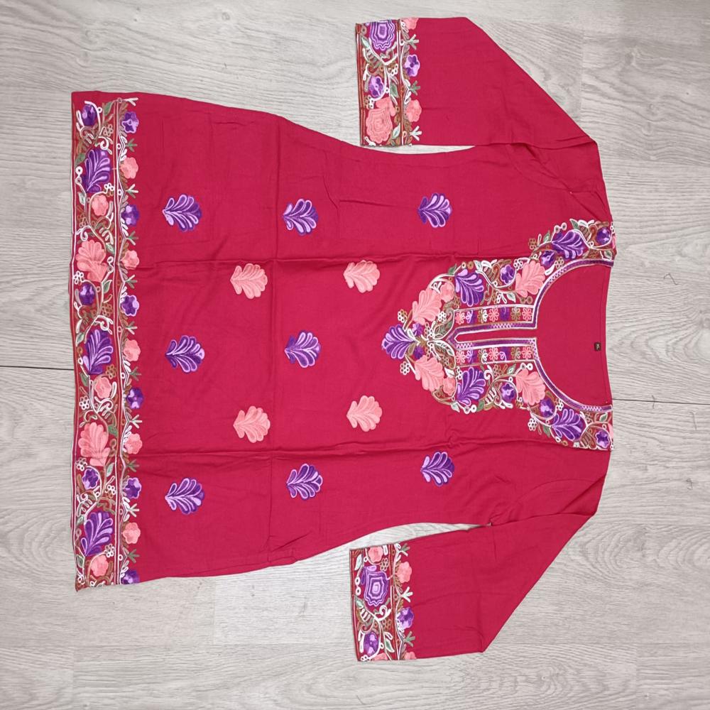Pink Floral Embroidered Kurta Set