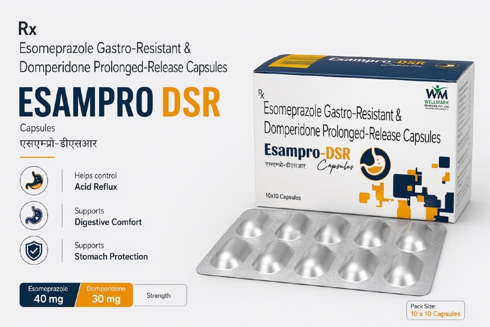 Esomeprazole Gastro Resistant And Domperidone Prolonged Release Capsules