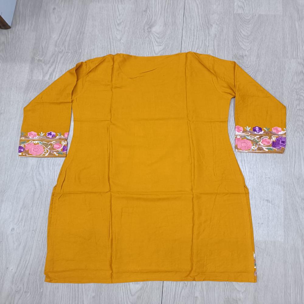 Mustard Yellow Embroidered Kurti & Pant Set