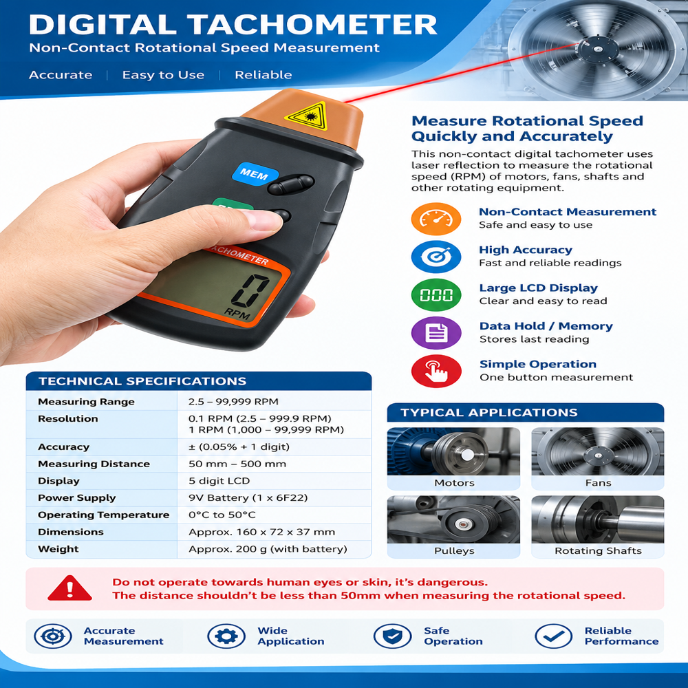 Digital Non Contact Tachometer