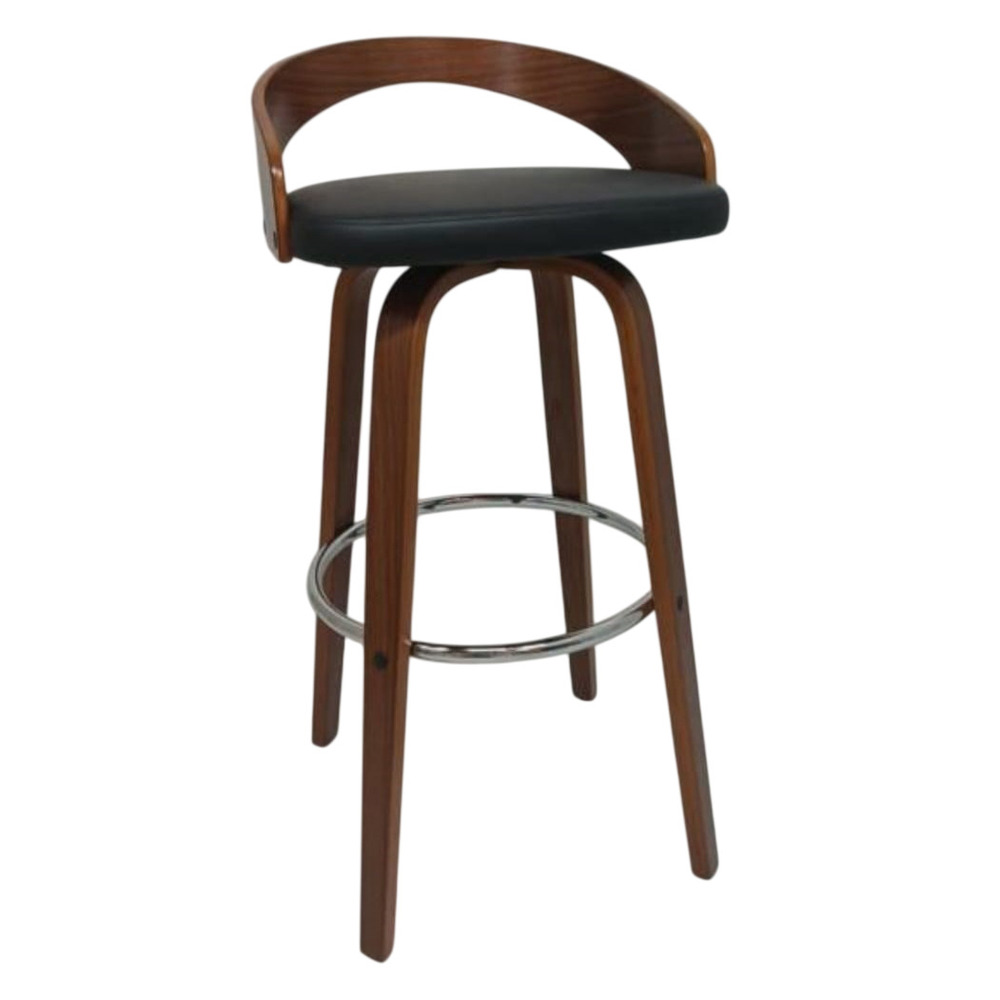 Mid Century Modern Swivel Wooden Bar Chair