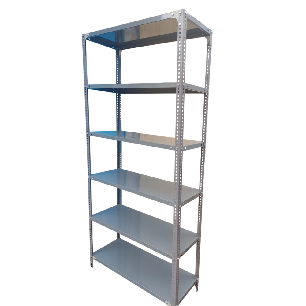Grey Metal Slotted Angle Storage Rack