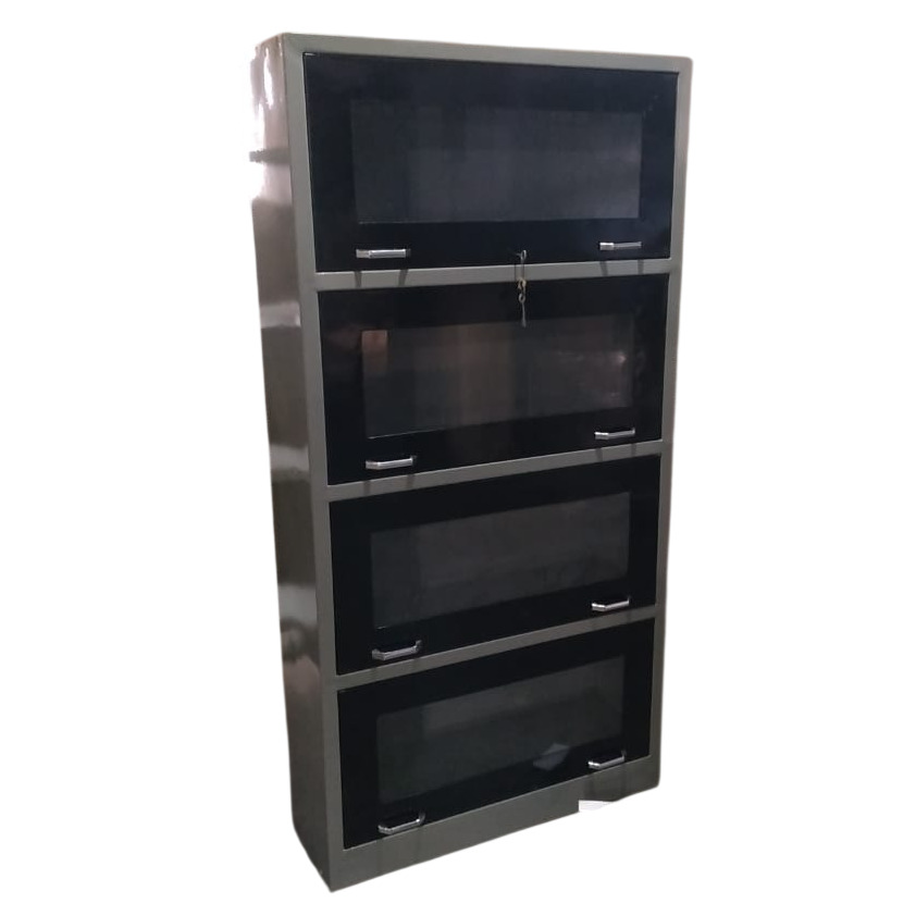 Grey Metal Bookshelf Cabinet