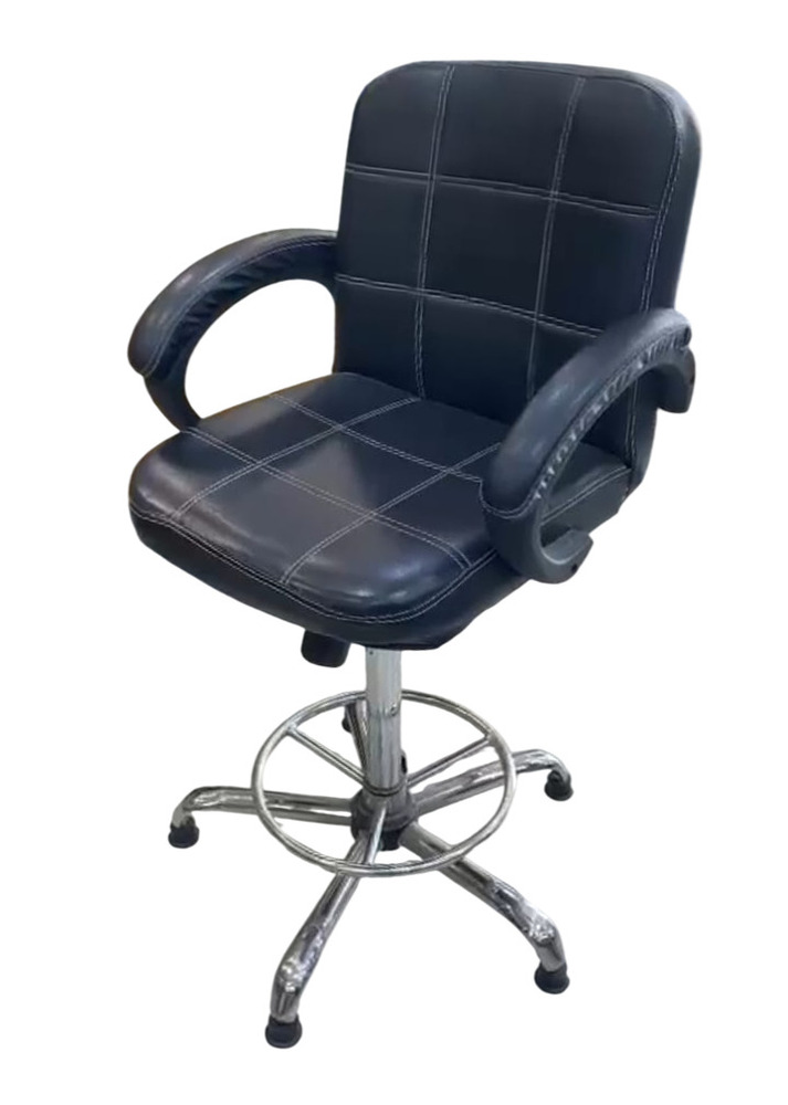 Black Faux Leather Adjustable Swivel Chair