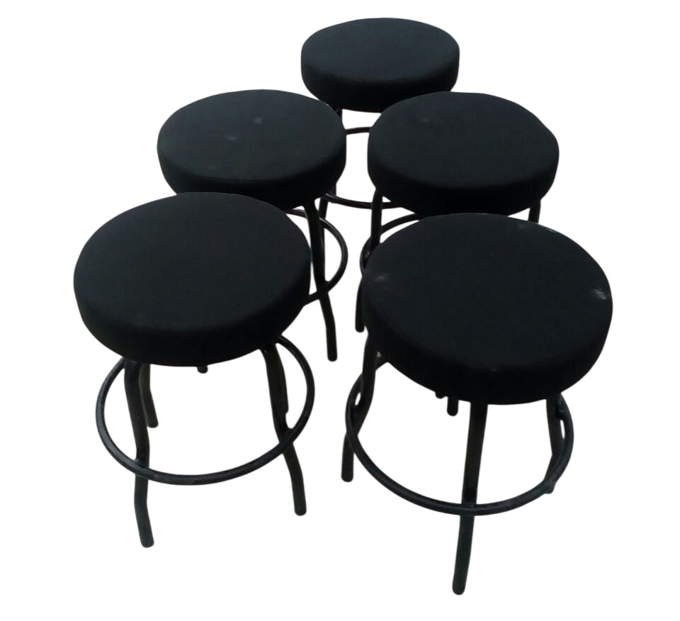 Black Round Top Metal Bar Stool Chair