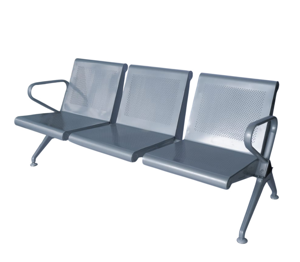 Silver 3 Seater Waiting Bench