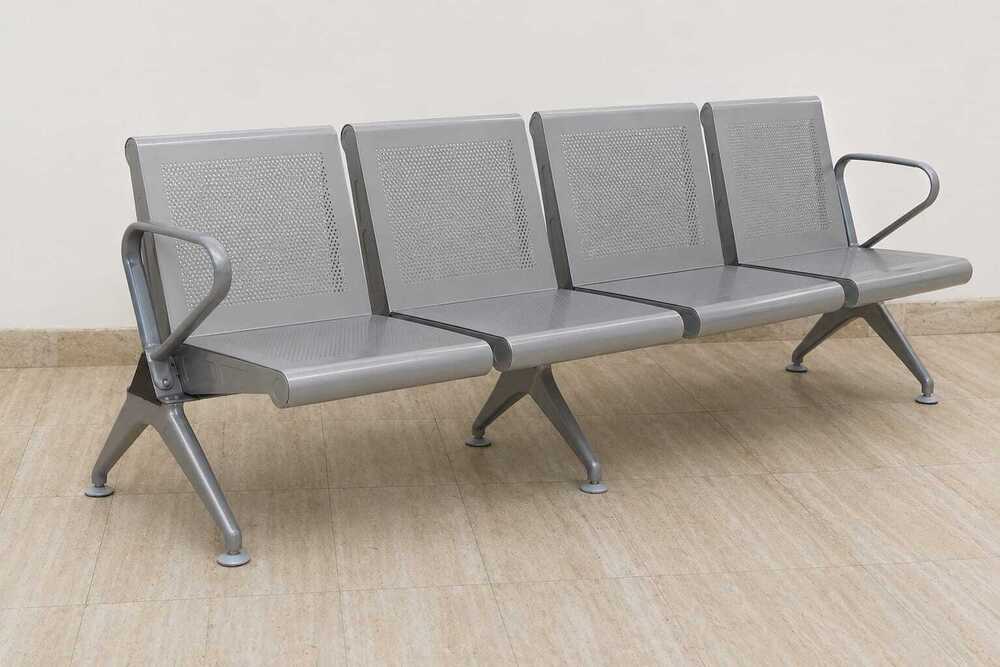 Four Seater Grey Metal Waiting Chair