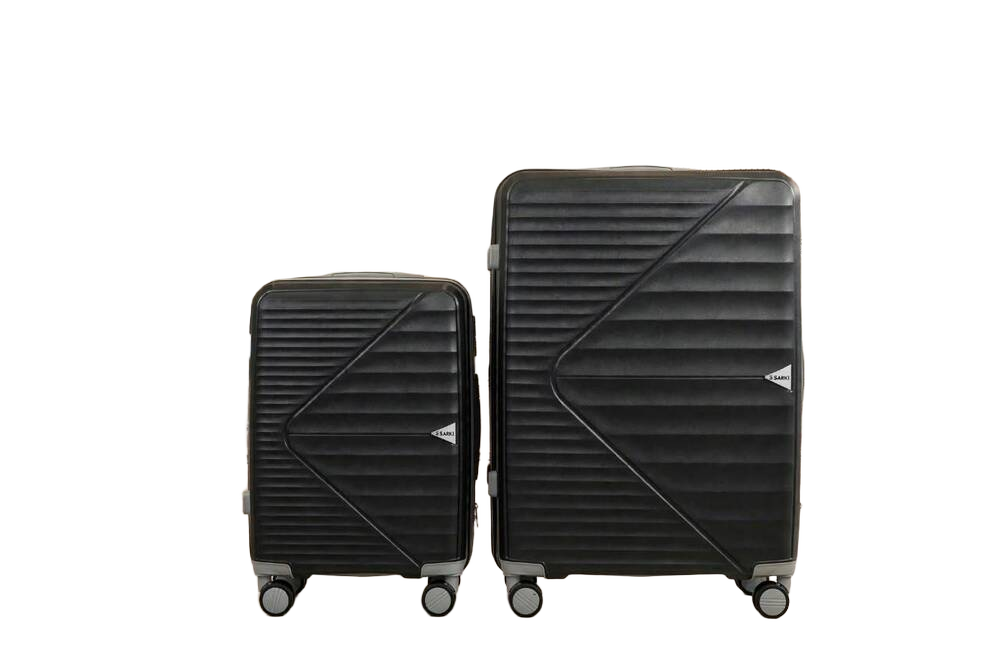 Black Set of 2 Luggage Trolley Bags