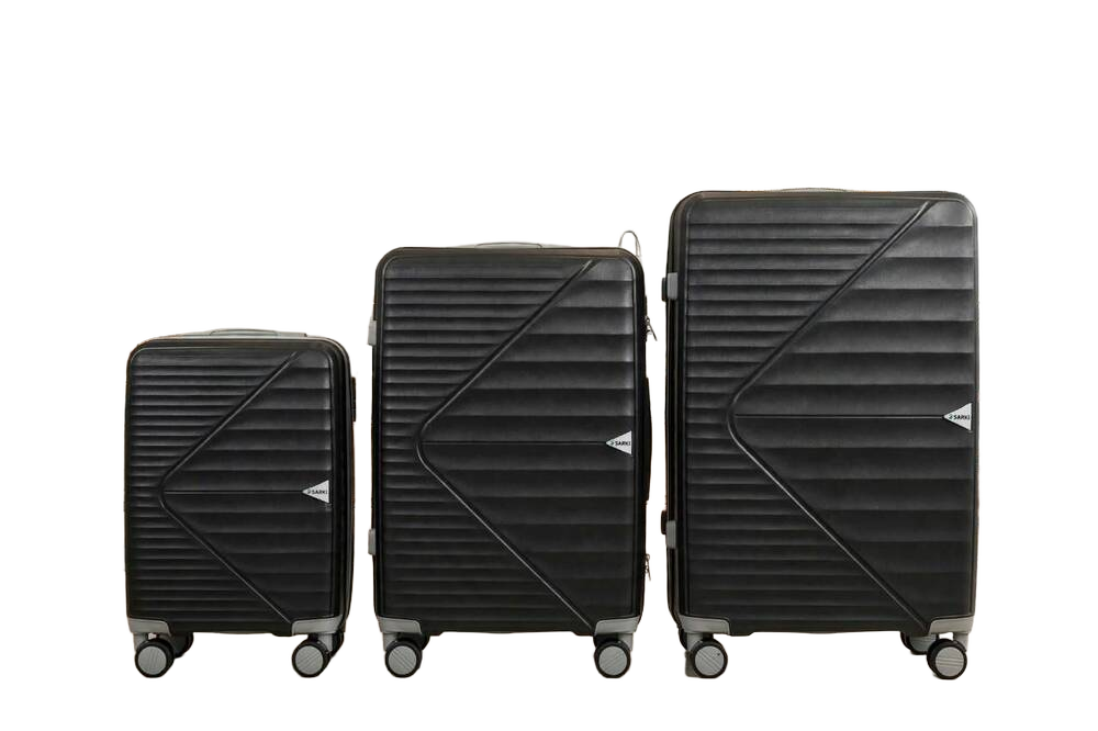 Black Grey Luggage Trolley Bags Set Of 3