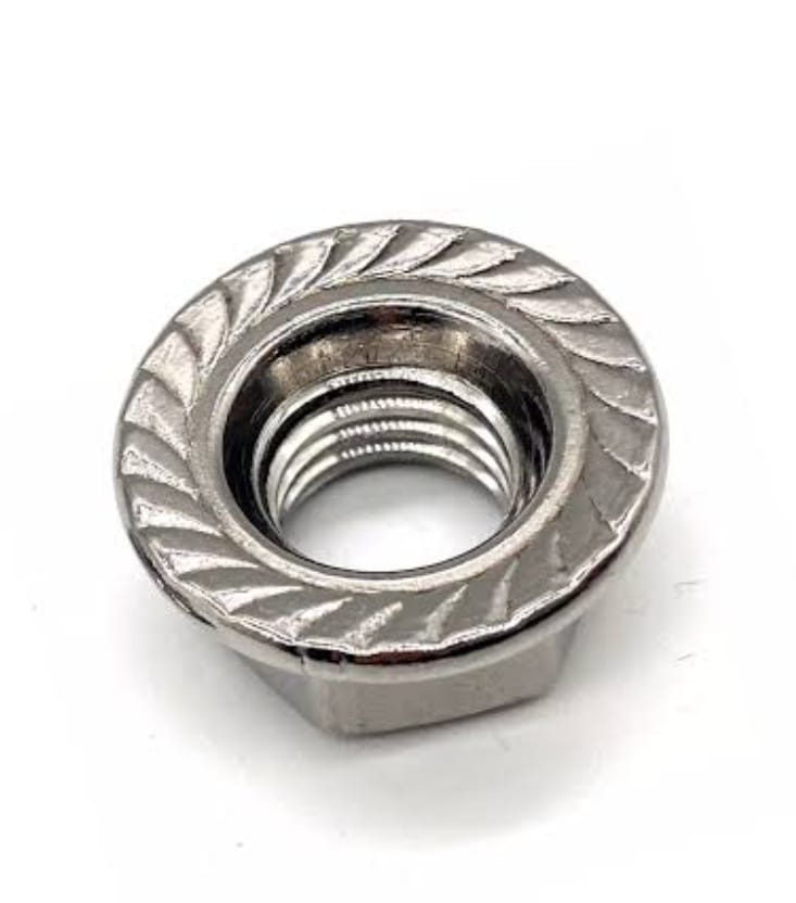 Flange Nut - Carbon Steel M8, Silver Zinc Plated, 18mm Flange Diameter | Corrosion Resistant, Uniform Load Distribution, Secure Fastening
