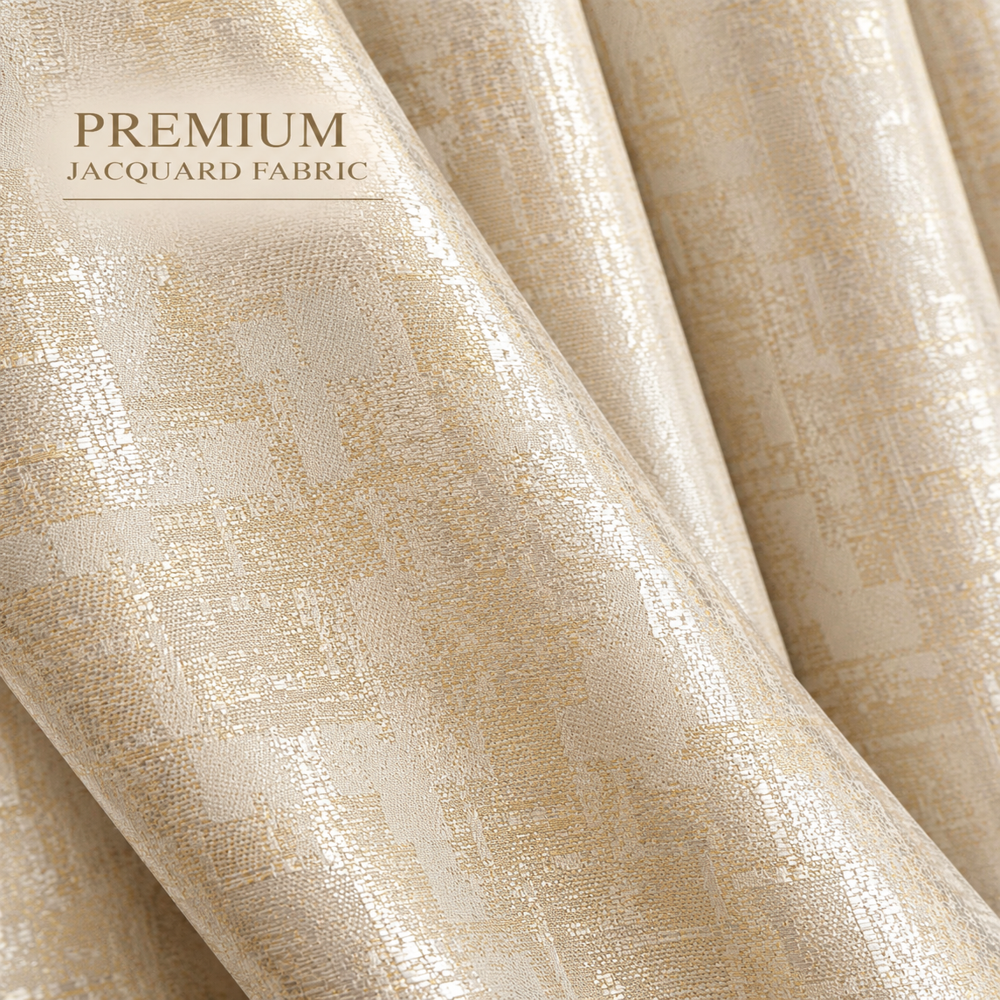 Cream  Polyester Jaquard Curtains