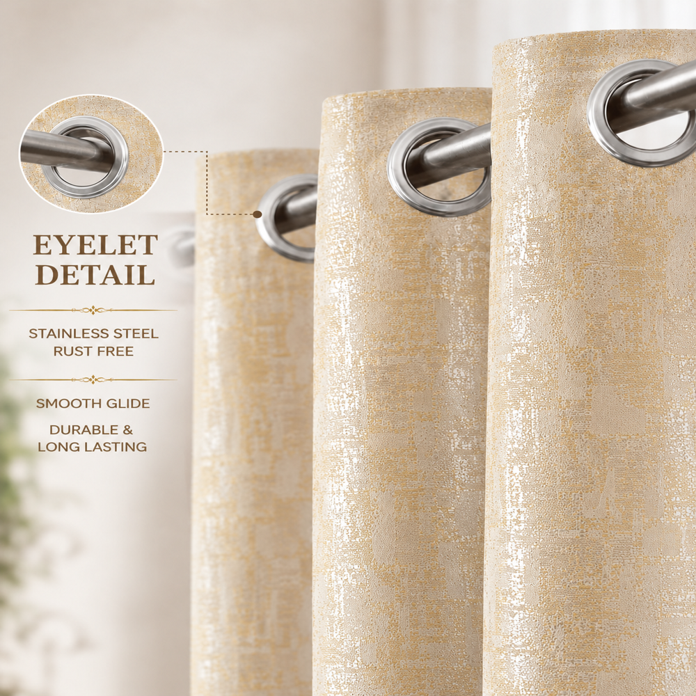 Cream  Polyester Jaquard Curtains