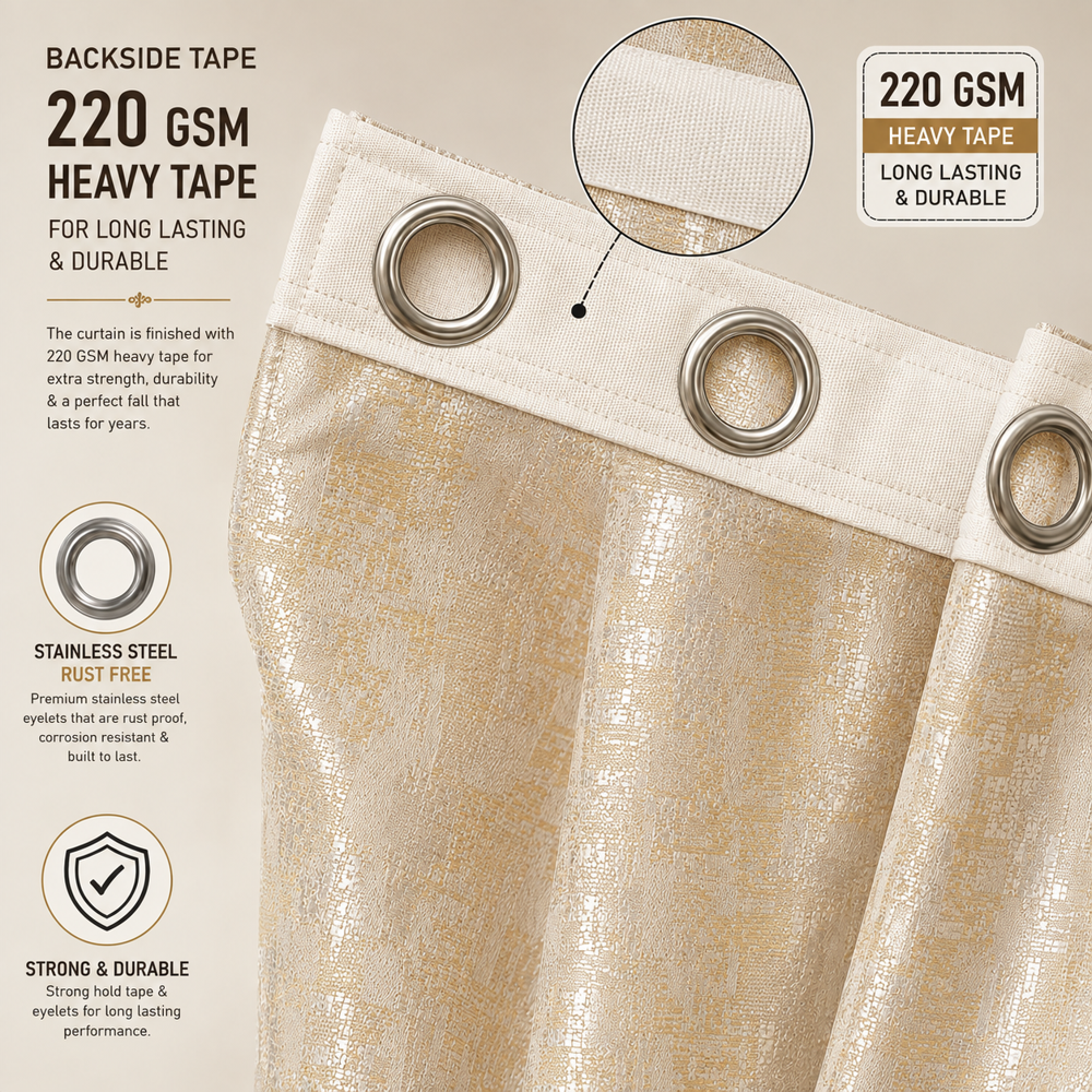 Cream  Polyester Jaquard Curtains