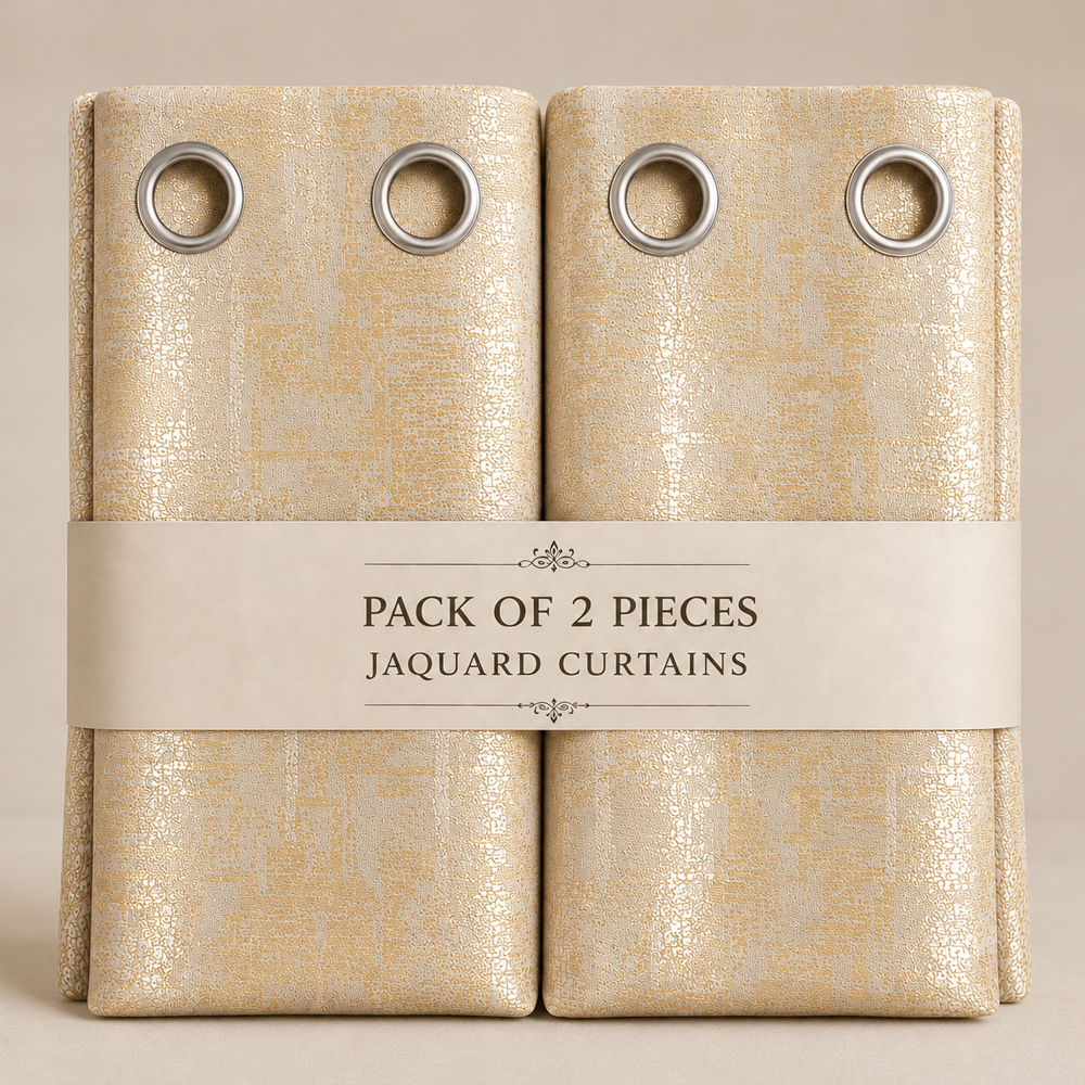 Cream  Polyester Jaquard Curtains