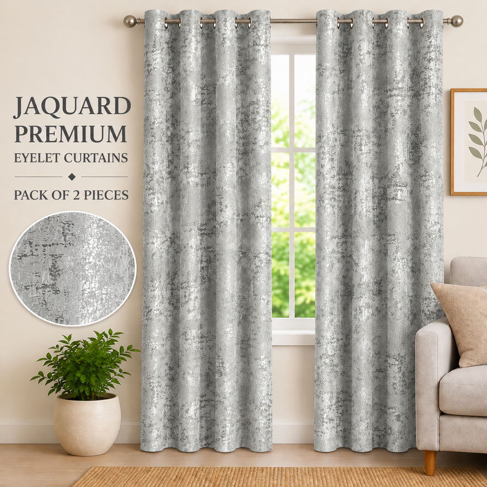 Polyester Jaquard Curtains - Color: Silver Grey
