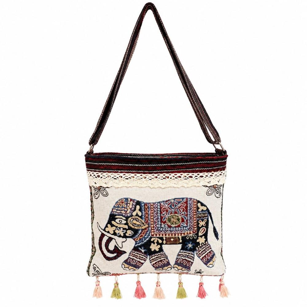 Elephant Print Woven Sling Bag