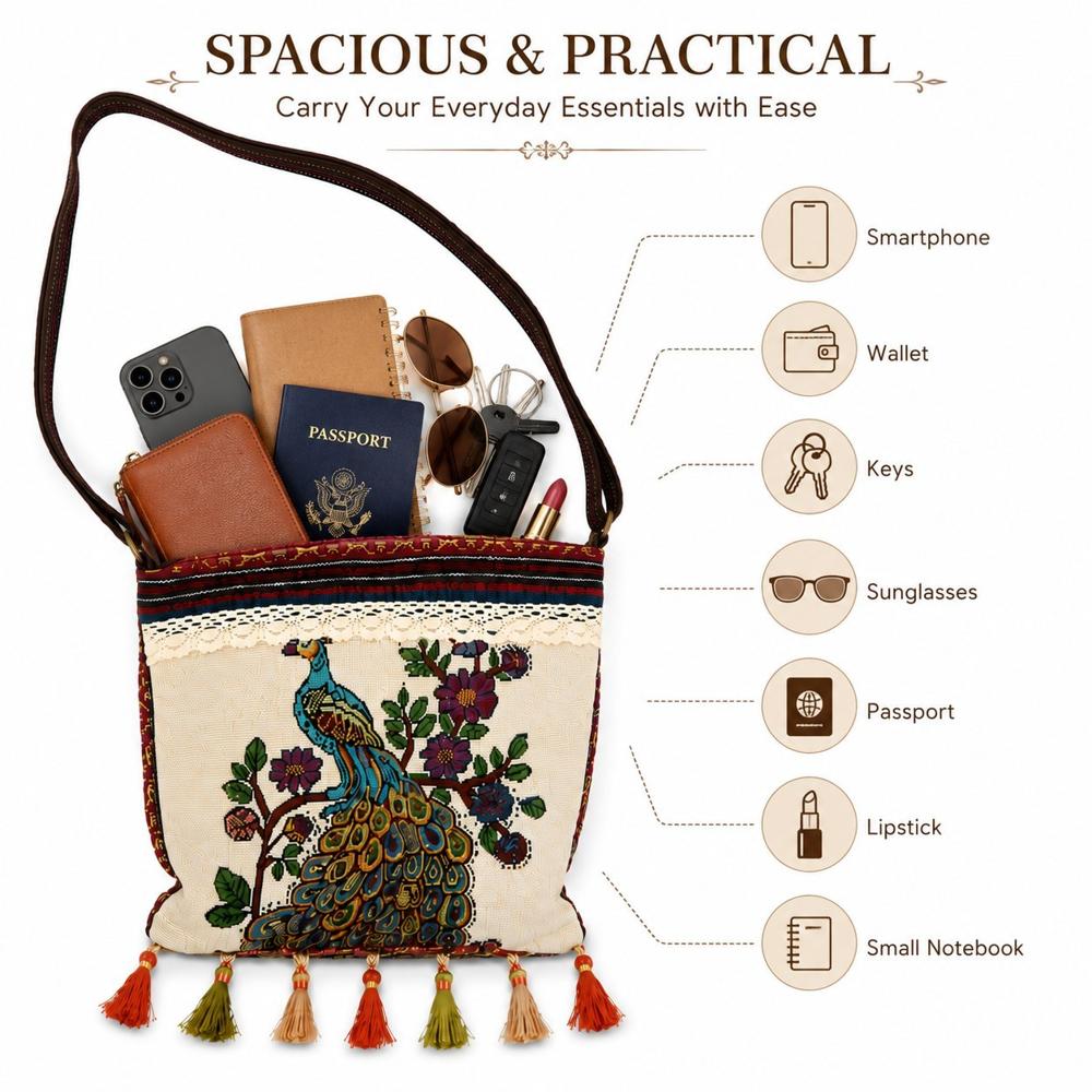 Elephant Print Woven Sling Bag