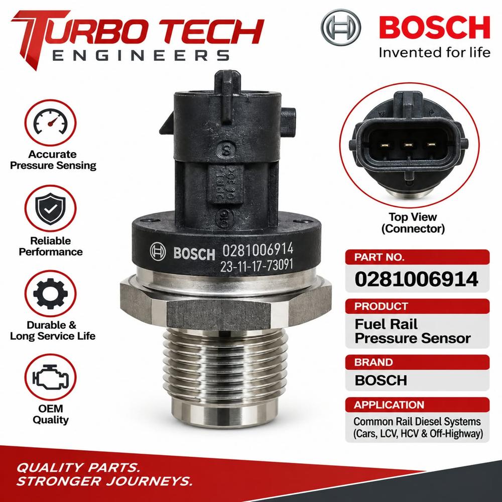 Bosch Fuel Rail Pressure Sensor 0281006914 - Dimension (L*W*H): 5 Meter (M)