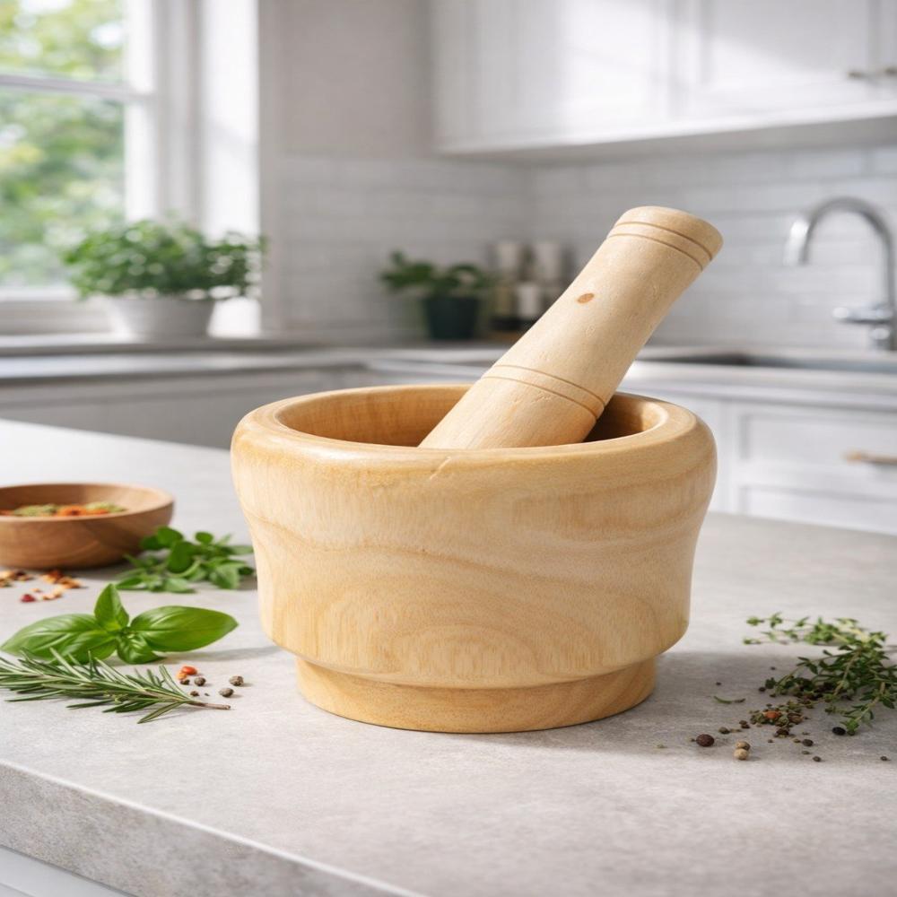 Wooden And Pestle Set