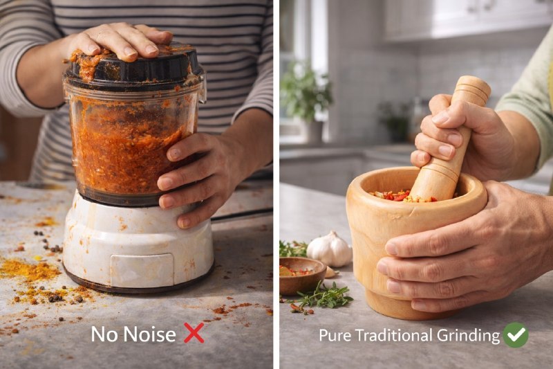 Wooden And Pestle Set