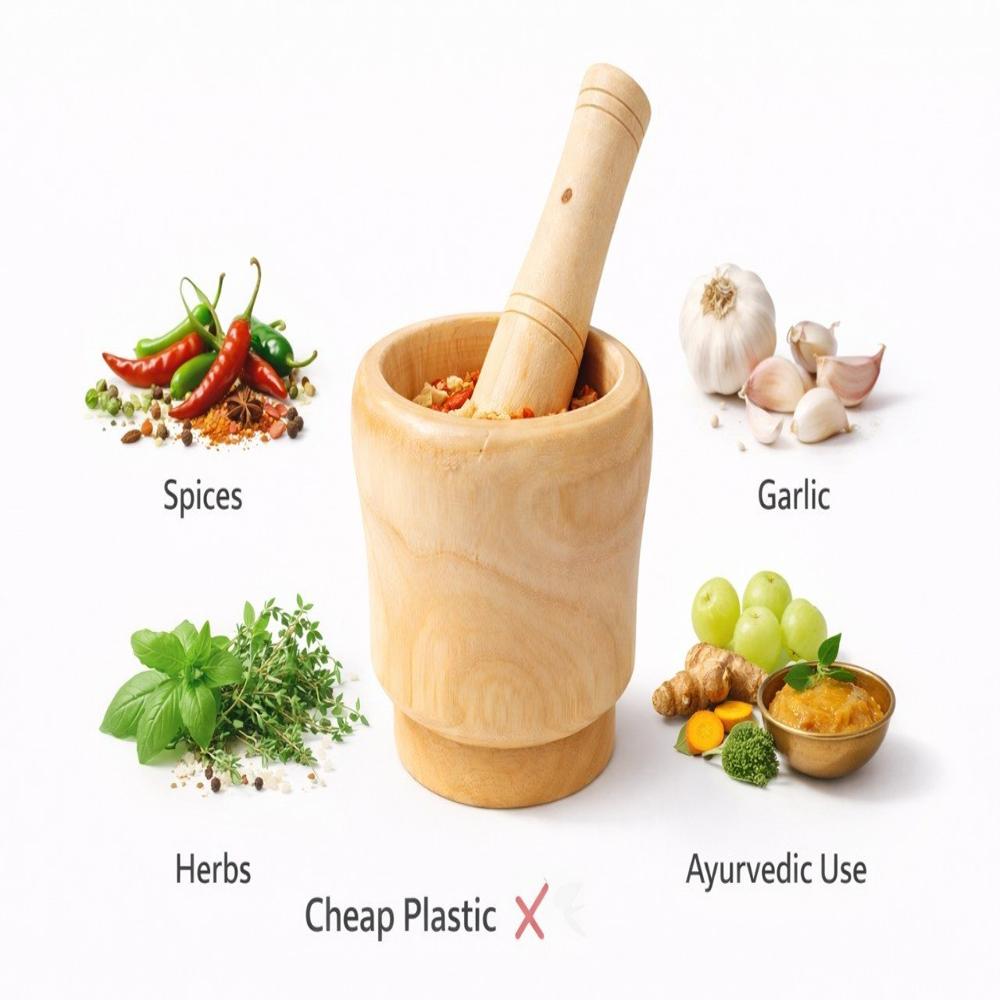 Wooden And Pestle Set