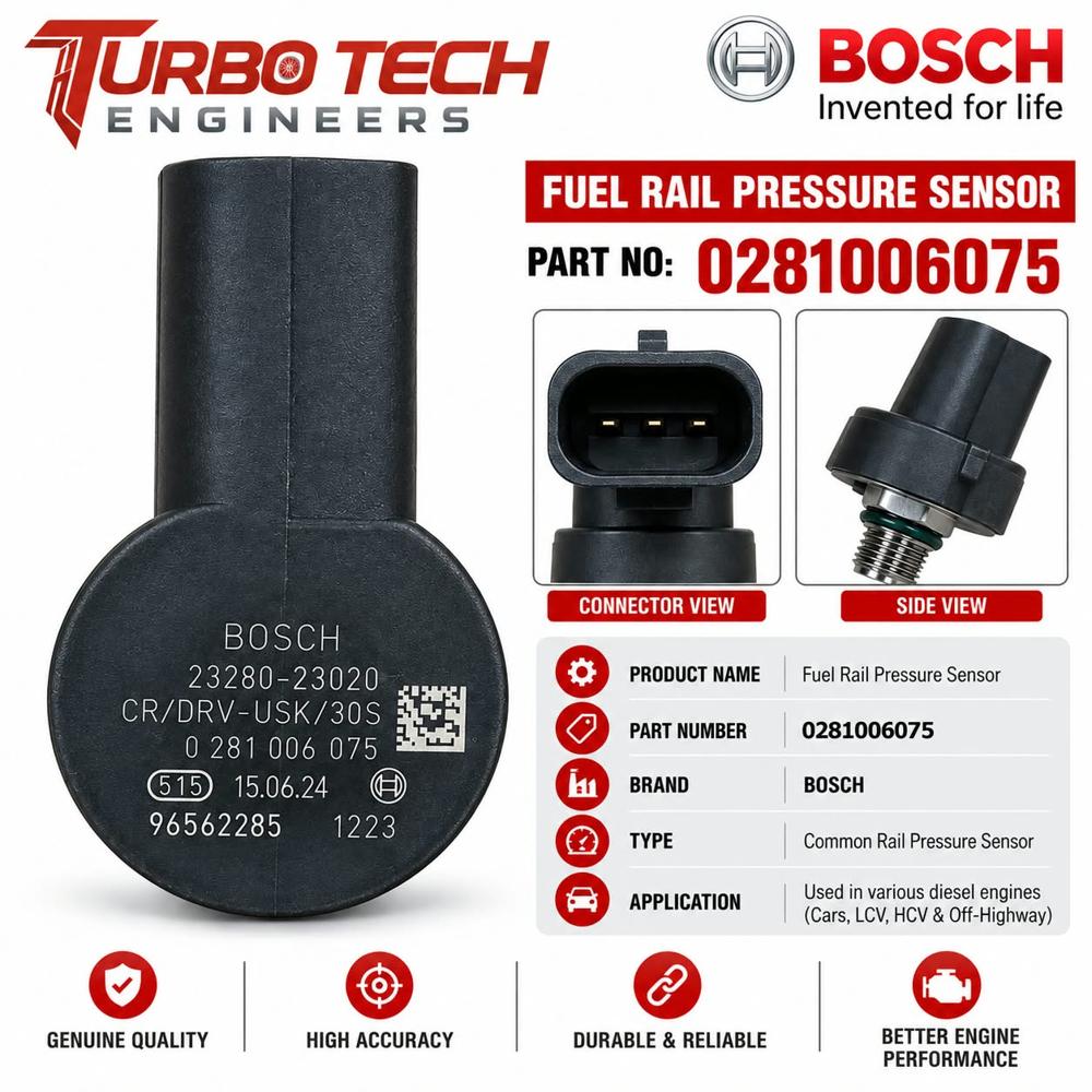 Bosch Fuel Rail Pressure Sensor 0281006075 - Dimension (L*W*H): 5 Meter (M)