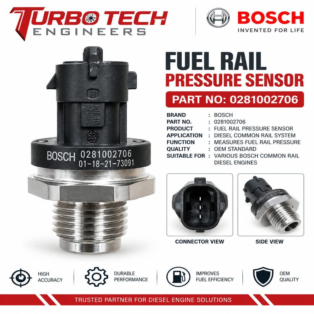 Bosch Fuel Rail Pressure Sensor 0281002706 - Dimension (L*W*H): 5 Meter (M)