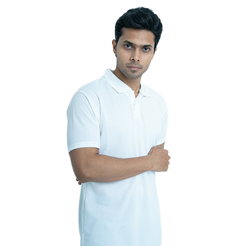 Mens White Nirmal Knit Polyester T Shirt