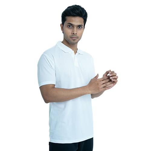 Mens White Nirmal Knit Polyester T Shirt