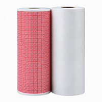 Printed Thermal Paper Roll - Color: Red Grid On White Background